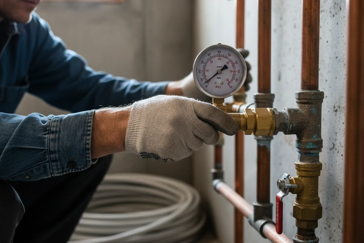 Pressure testing a repaired line during Water Line Repair in Galway